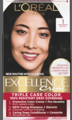 L'Oreal Crème Permanent Triple Care Hair Color 1 Natural Black Hot