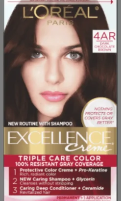L'Oreal Crème Permanent Triple Care Hair Color 4AR Dark Chocolate Brown Sale