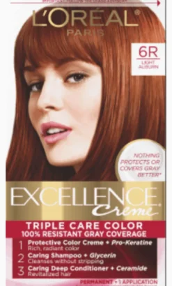 L'Oreal Crème Permanent Triple Care Hair Color 6R Light Auburn Discount