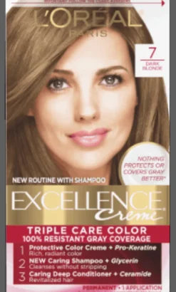 L'Oreal Crème Permanent Triple Care Hair Color 7 Dark Blonde Fashion