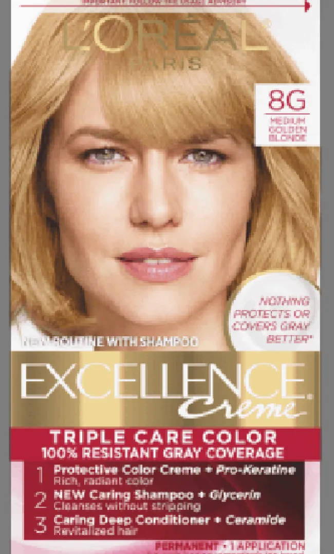 L'Oreal Crème Permanent Triple Care Hair Color 8G Medium Golden Blonde Fashion