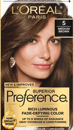 L'Oreal Fade-Defying Shine Permanent Hair Color 5 Medium Brown New