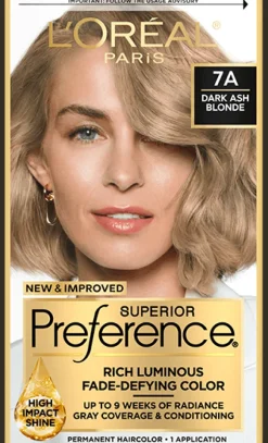 L'Oreal Fade-Defying Shine Permanent Hair Color 7A Dark Ash Blonde Fashion