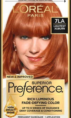 L'Oreal Fade-Defying Shine Permanent Hair Color 7LA Lightest Auburn Outlet