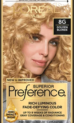 L'Oreal Fade-Defying Shine Permanent Hair Color 8G Golden Blonde Hot