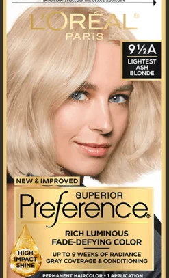 L'Oreal Fade-Defying Shine Permanent Hair Color 9½A Lightest Ash Blonde Hot