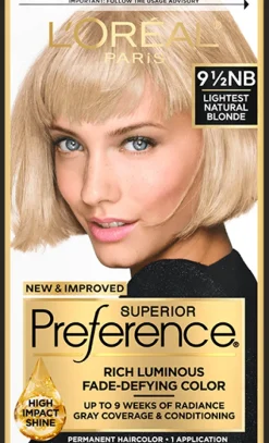 L'Oreal Fade-Defying Shine Permanent Hair Color 9½NB Lightest Natural Blonde Fashion