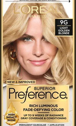 L'Oreal Fade-Defying Shine Permanent Hair Color 9G Light Golden Blonde New