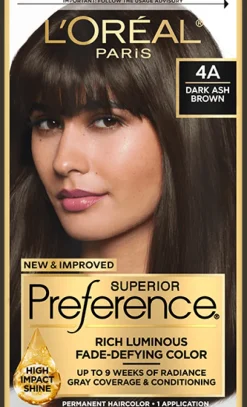 L'Oreal Fade-Defying Shine Permanent Hair Color 4A Dark Ash Brown Fashion