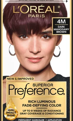 L'Oreal Fade-Defying Shine Permanent Hair Color 4M Dark Mahogany Brown Sale
