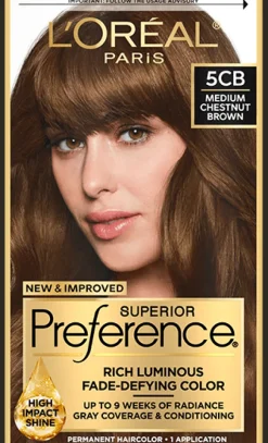 L'Oreal Fade-Defying Shine Permanent Hair Color 5CB Medium Chestnut Brown Sale