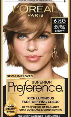 L'Oreal Fade-Defying Shine Permanent Hair Color 6½G Lightest Golden Brown New
