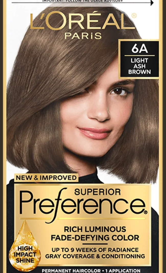 L'Oreal Fade-Defying Shine Permanent Hair Color 6A Light Ash Brown Fashion