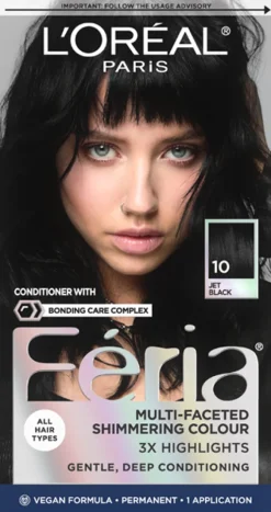 L'Oreal Multi-Faceted Shimmering Permanent Hair Color 10 Jet Black Fashion