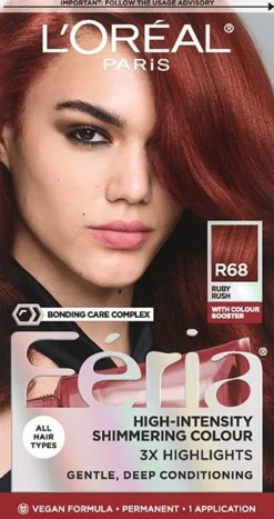 L'Oreal Multi-Faceted Shimmering Permanent Hair Color R68 Ruby Rush New