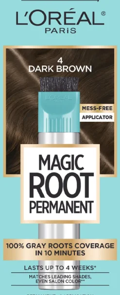 L'Oreal Permanent 10 Minute Root Coloring Kit 4 Dark Brown Clearance