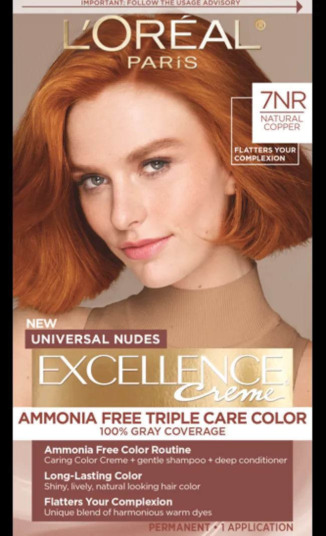 L'Oreal Universal Nudes Ammonia Free Permanent Hair Color Natural Copper 7NR Hot