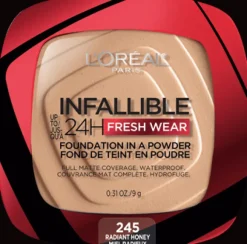 L'Oreal Up to 24H Fresh Wear Foundation in a Powder Radiant Honey Fashion